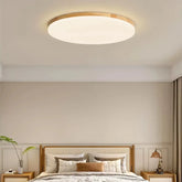 Runde skandinavische LED-Deckenleuchte aus Holz
