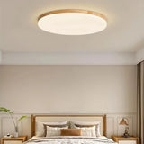 Runde skandinavische LED-Deckenleuchte aus Holz
