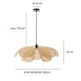 Skandinavische Rattan Pendelleuchte in Blumenform für Esszimmer