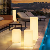 Solar Stehlampe Outdoor Weiß mit RGB, IP65, in Zylinderform