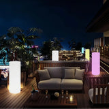 Solar Stehlampe Outdoor Weiß mit RGB, IP65, in Zylinderform
