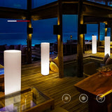 Solar Stehlampe Outdoor Weiß mit RGB, IP65, in Zylinderform