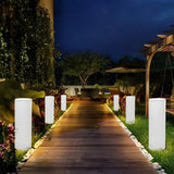 Solar Stehlampe Outdoor Weiß mit RGB, IP65, in Zylinderform