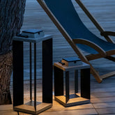 Schwarze Solar-Gartenlaterne aus Edelstahl für die Terrasse
