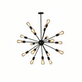 Sputnik Kronleuchter im Industrial-Stil aus schwarzem Metall