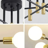 Sputnik Pendelleuchte im Mid-Century-Stil für Wohnzimmer, Schwarz