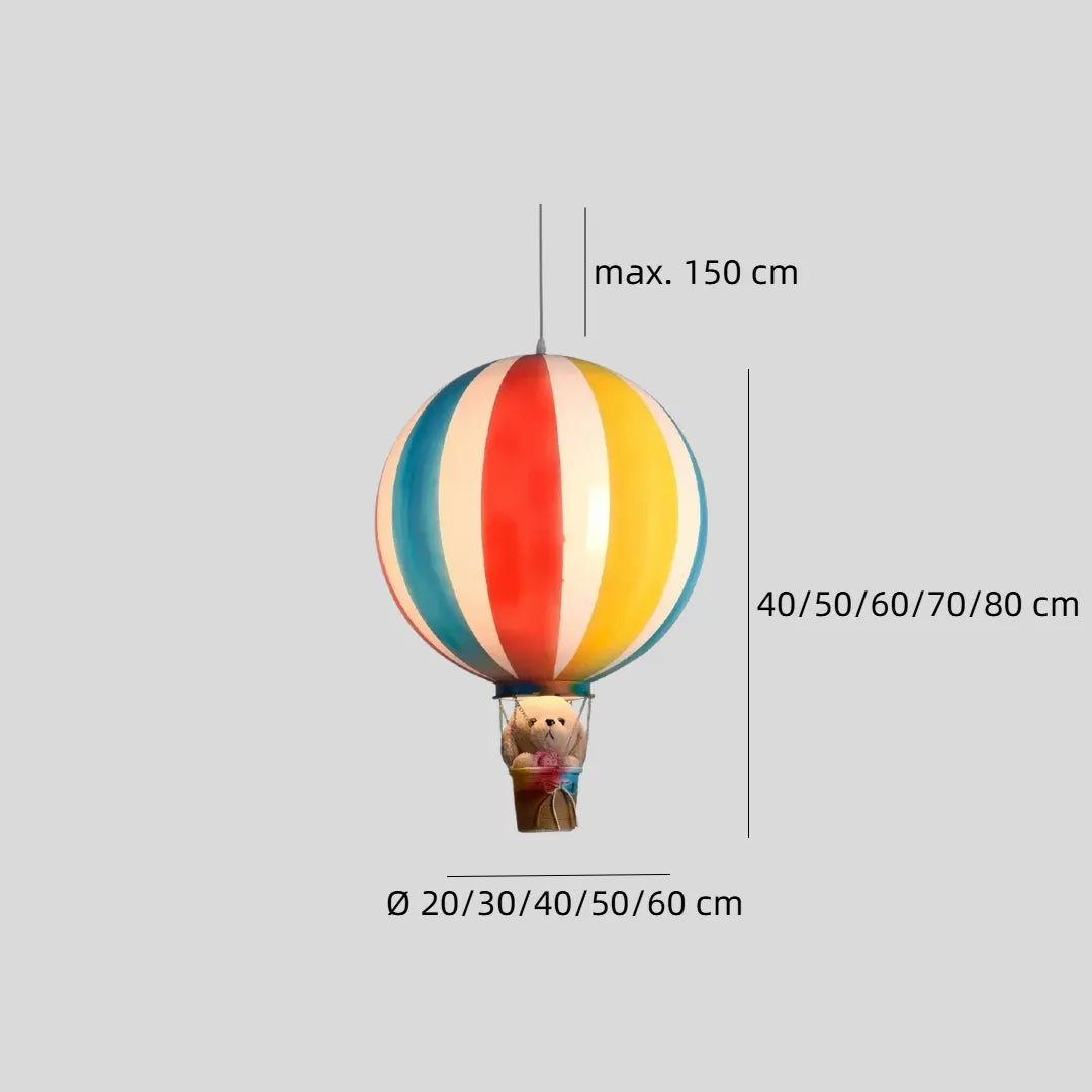 Maßzeichnung der Heißluftballon-Pendelleuchte mit einstellbarer Abhängung