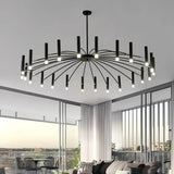 Moderner LED Kronleuchter aus Metall in Schwarz für Wohnzimmer