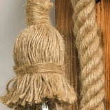Vintage Wandleuchte aus Holz und Jute für Schlafzimmer