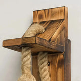 Vintage Wandleuchte aus Holz und Jute für Schlafzimmer