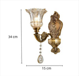 Vintage Wandleuchte aus Messing mit Glasblüten
