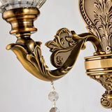 Vintage Wandleuchte aus Messing mit Glasblüten
