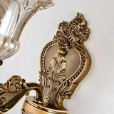 Vintage Wandleuchte aus Messing mit Glasblüten