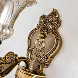 Vintage Wandleuchte aus Messing mit Glasblüten