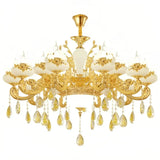 Vintage Kristall Hängekronleuchter Gold für Wohnzimmer