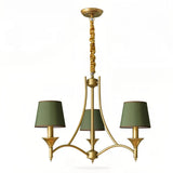 Vintage Kronleuchter mit Stoffschirmen, dimmbar, ideal für das Wohnzimmer