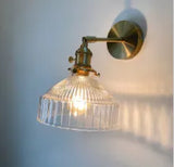 Vintage Wandleuchte aus Glas Metall Gold für Schlafzimmer