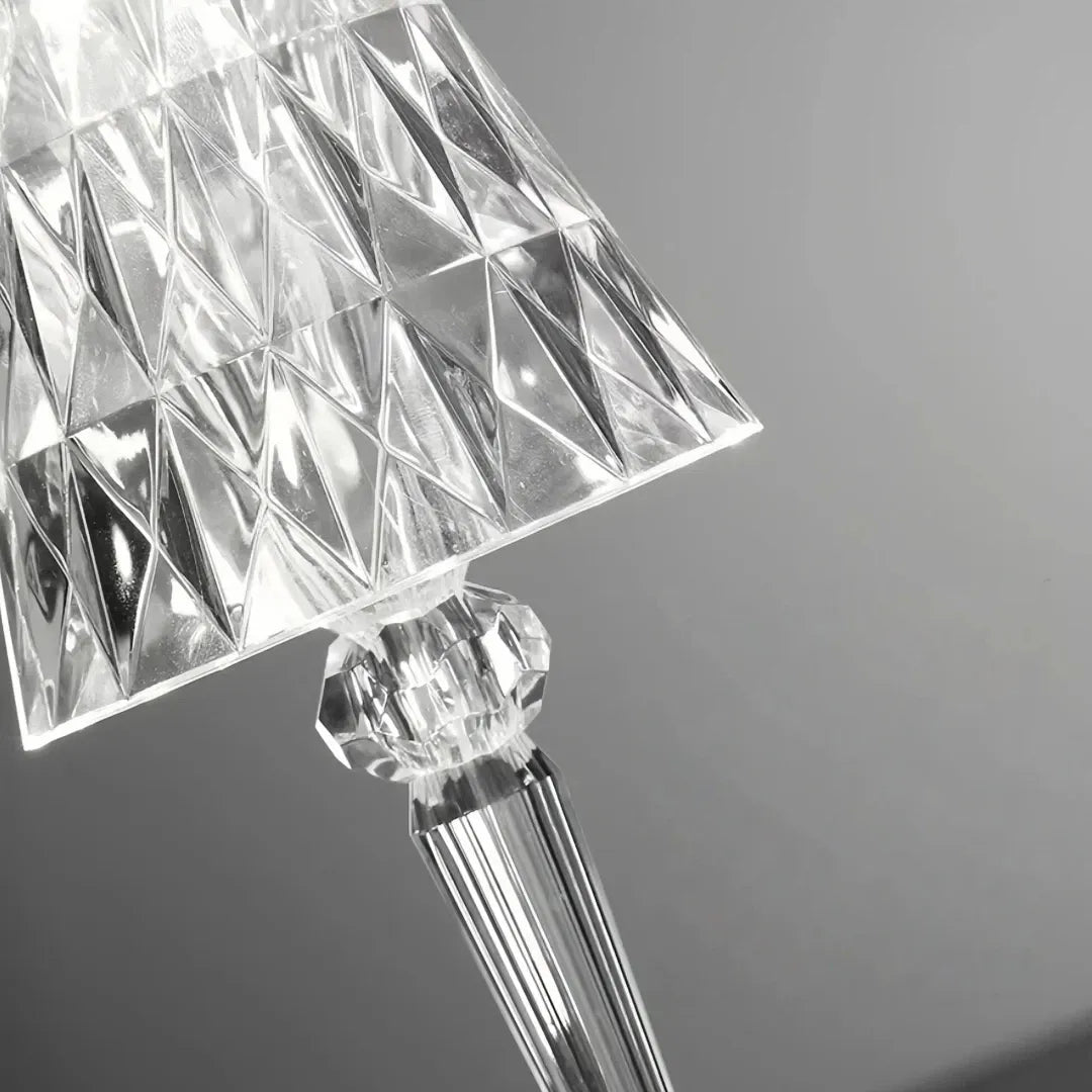 Detailansicht des facettierten Acrylglasschirms