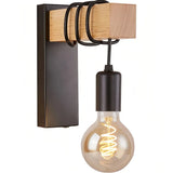 Wandlampe im Industrial-Stil aus Holz für Schlafzimmer
