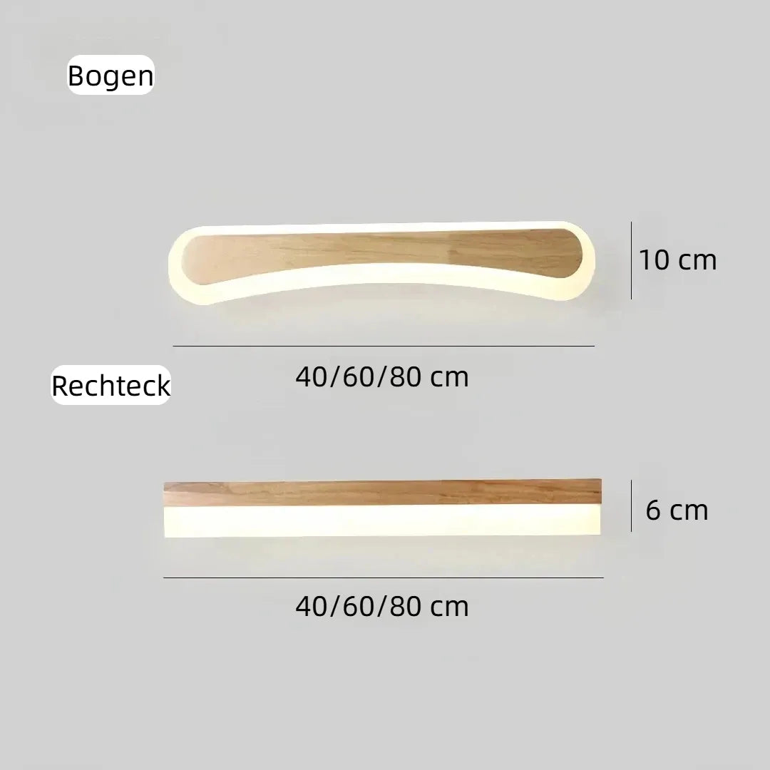 Badezimmer-Wandleuchte aus Holz in 40, 60 und 80 cm