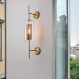 Industrial-Wandleuchte in Gold mit Glasschirm