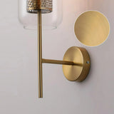 Wandleuchte im Industrial Stil aus Metall und Glas in Goldfarben für Wohnzimmer