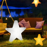 Weiße LED Gartenleuchte in Sternform mit RGB-Farbwechsel