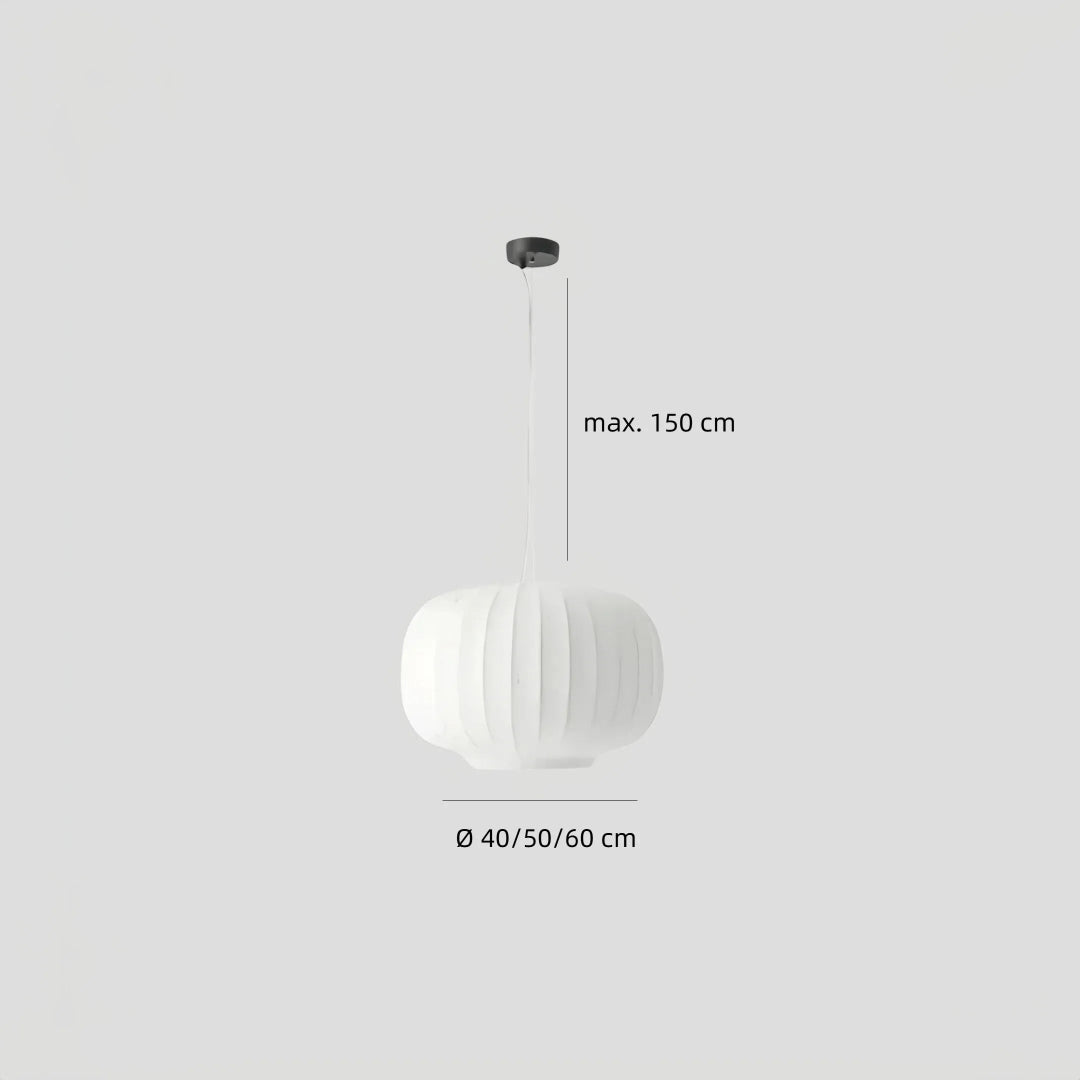 Maßdarstellung der Pendelleuchte mit Durchmessern von 40 bis 60 cm