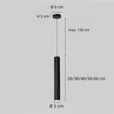 Zylindrische LED Pendelleuchte aus schwarzem Metall modern für Esszimmer