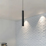 Zylindrische LED Pendelleuchte aus schwarzem Metall modern für Esszimmer