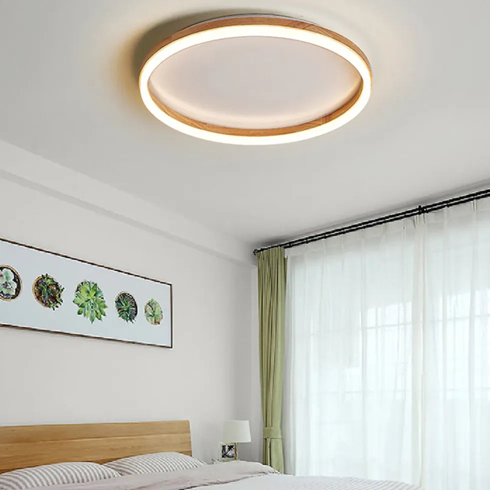 Deckenleuchte Holzoptik modern rundes schlichtes Design - Lampe Markt