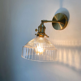 Vintage Wandleuchte aus Glas Metall Gold für Schlafzimmer