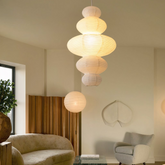 Japanische Reispapier Pendelleuchte im Lampion-Design für Esszimmer Weiß