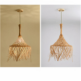 Pendelleuchte aus Rattan und Stroh im Boho Stil für Schlafzimmer
