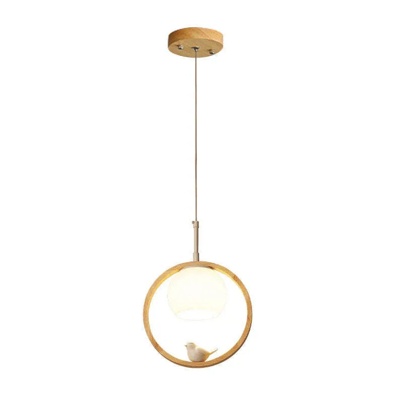 hängelampe holz rund moderne nordische Einrichtung - Lampe Markt