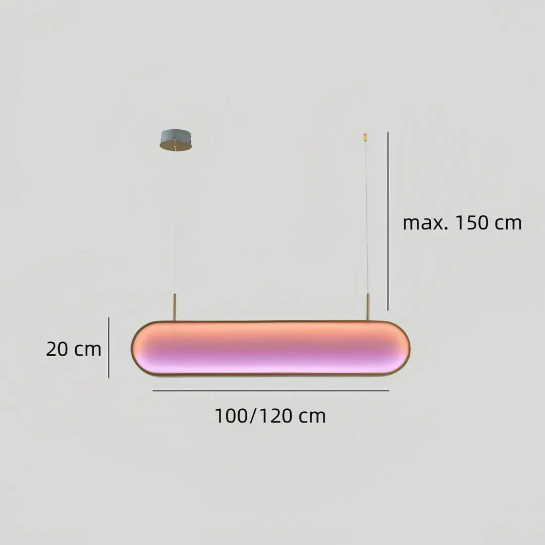 Maße der ovalen LED-Pendelleuchte: 100 oder 120 cm