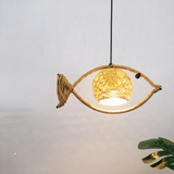 Boho Pendelleuchte aus Seil mit Fischmotiv für Esszimmer