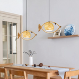 Boho Pendelleuchte aus Seil mit Fischmotiv für Esszimmer