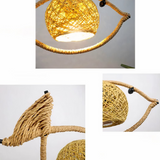 Boho Pendelleuchte aus Seil mit Fischmotiv für Esszimmer