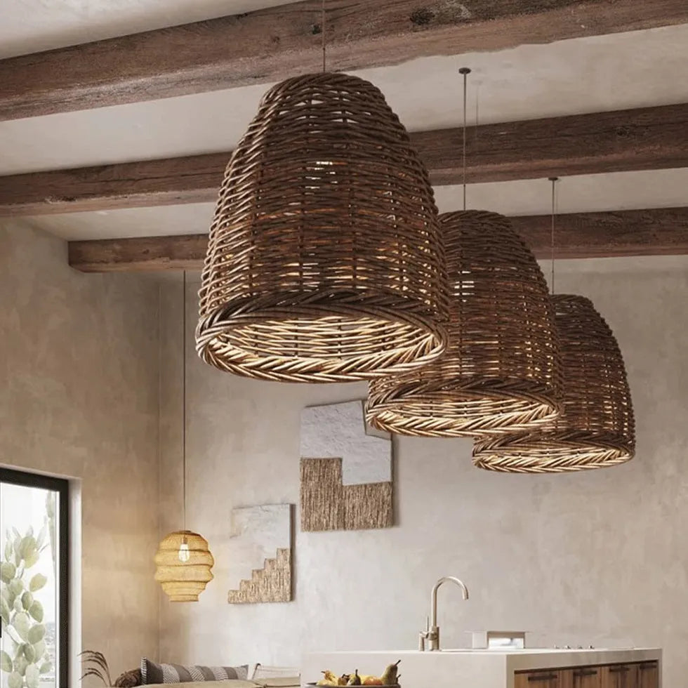 Laterne Pendelleuchte im Landhausstil Bambus Retro - Lampe Markt