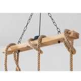 Linear Pendelleuchte 3 flammig Rustikales Seil Holz Vintage - Lampe Markt