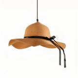 Rattan Pendelleuchte in Strohhut Form für Esszimmer