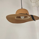 Rattan Pendelleuchte in Strohhut Form für Esszimmer