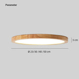 Runde Deckenlampe Holz LED skandinavischer Stil, flach, dimmbar Schlafzimmer