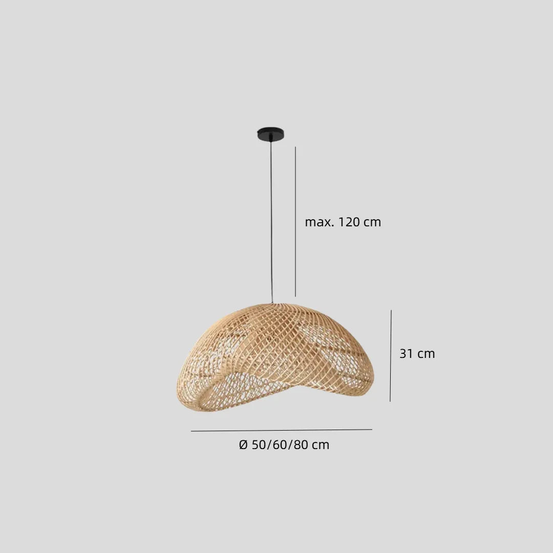Rattan-Pendelleuchte mit 50, 60 und 80 cm Durchmesser