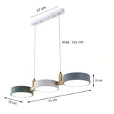 3-flammige LED-Pendelleuchte für den Esstisch aus Holz und Metall