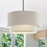 Renée Doppelschicht Minimalistisch Pendelleuchte aus Textil - Lampe Markt