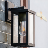 Industrial Außenwandleuchte aus Aluminium und Glas IP65 Schwarz