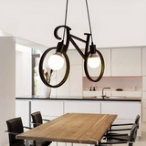 Moderne Fahrrad Pendelleuchte aus Schmiedeeisen 2 flammig