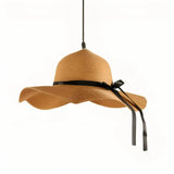 Rattan Pendelleuchte in Strohhut Form für Esszimmer